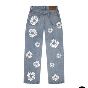 Floral Patterned Straight Leg Jeans